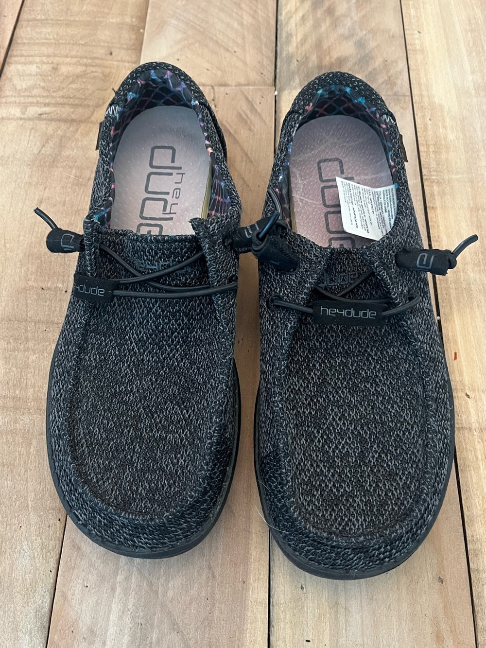 Hey Dude Wendy Sox Micro Total Black  Women's Athletic Slip-On Shoes Size 7